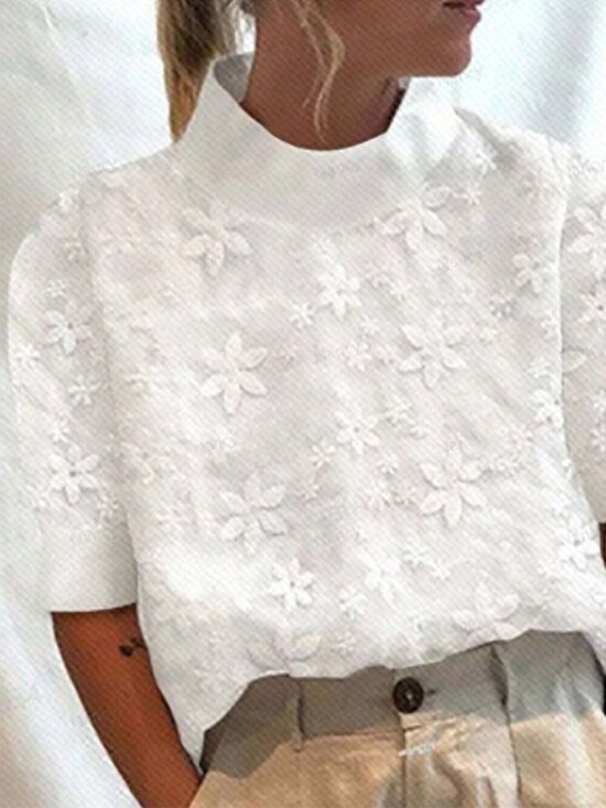 Tops - White Casual Women's Floral Printed Loose Top